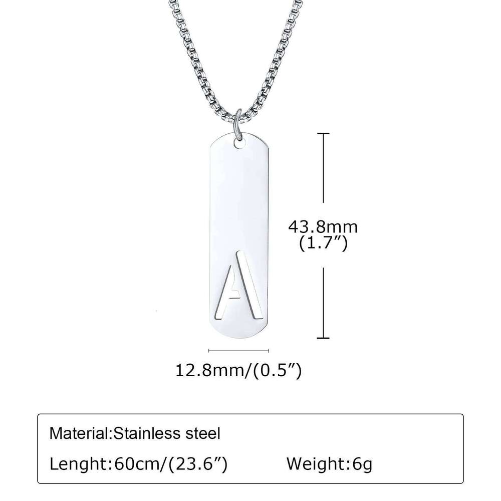 Vnox Initial Bar Necklaces for Men Women,Stainless Steel Hollow Letter A-Z Vertical Pendant Collar,Valentine's Day Birthday Gift H260312