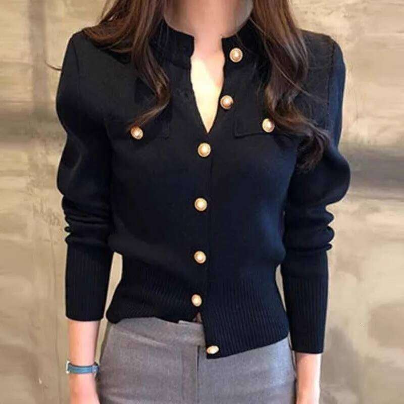 Knitted Cardigans Long Sleeve Stand Collar White Knit Sweater Cardigan Women Tops Sweaters Sueters De Mujer Q719 Z260313