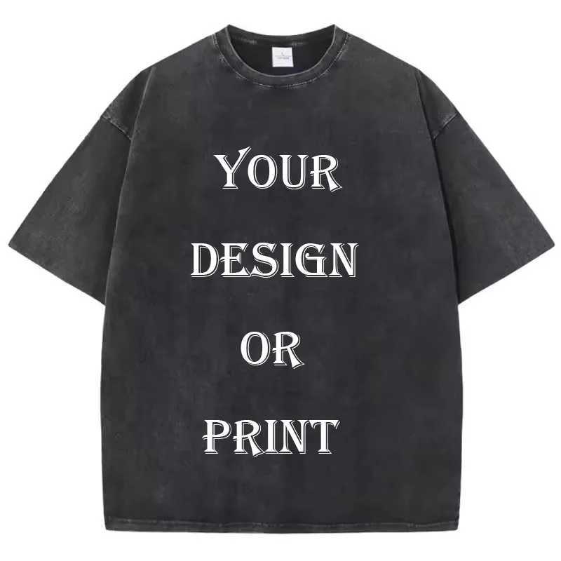 Unisex Cotton Washed Tshirt Customized Printed T Shirt Harajuku Top DIY Your Like Photo or T-shirt Fashion Custom Top D260313