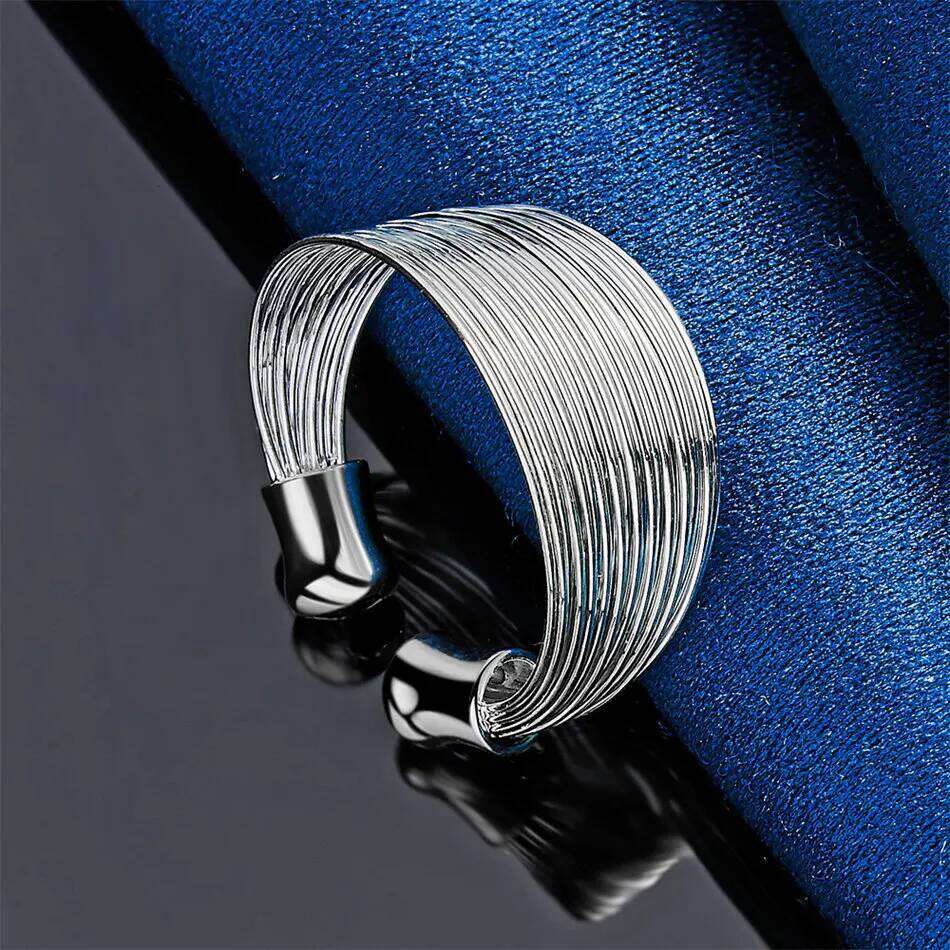1 piece of 925 sterling silver delicate multi line ring with an opening, women's gift, wedding jewelry accessories H260312