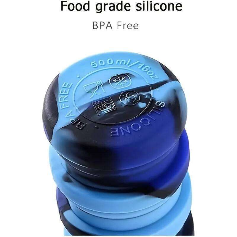 Silicone Foldable for Sports Leakproof BPA Free with Carabiner Collapsible Cycling Water Bottle Z260314