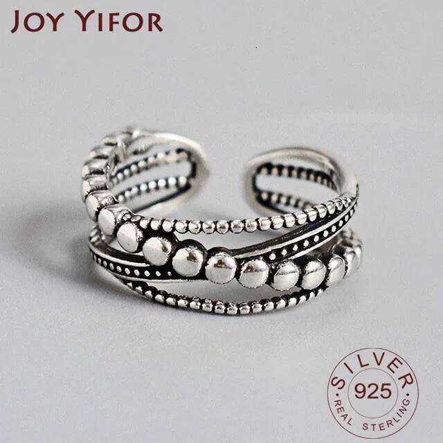 Vintage Punk 925 Sterling Silver Rings Fashion Simple Twist Weaving Multilayer Geometric Party Jewelry Gifts for Women H260312