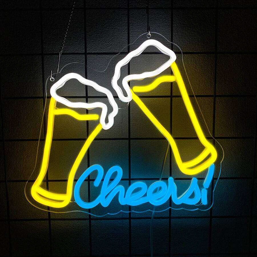 Bud Light Led Neon Sign, Beer Glass Collision Icon, Used For Commercial Decor In Bars, Parties, Restaurants, Man Caves And Shops 26H0313