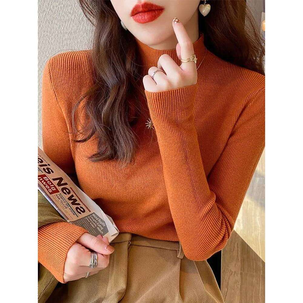 AOSSVIAO 2025 New Turtleneck Fashion Stretch Tops Women Pullovers Long Sleeve Bottoming Knitted Sweater Z260313