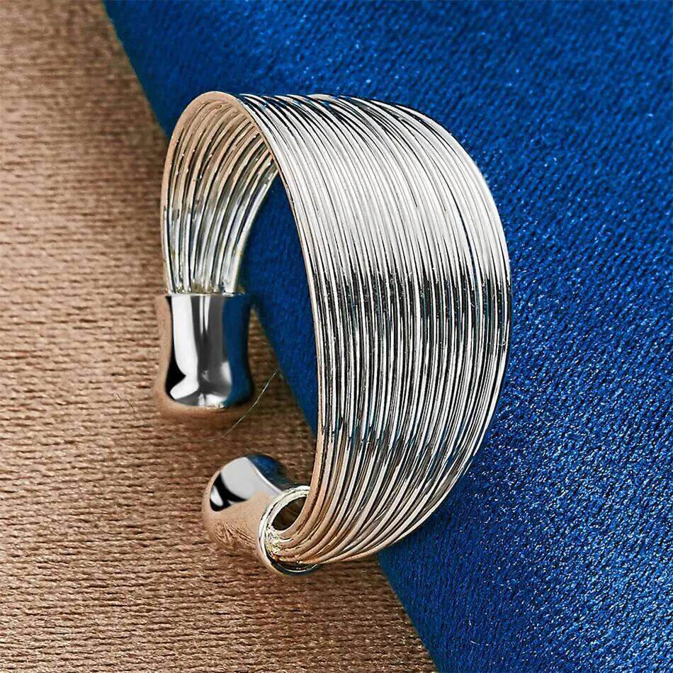 1 piece of 925 sterling silver delicate multi line ring with an opening, women's gift, wedding jewelry accessories H260312