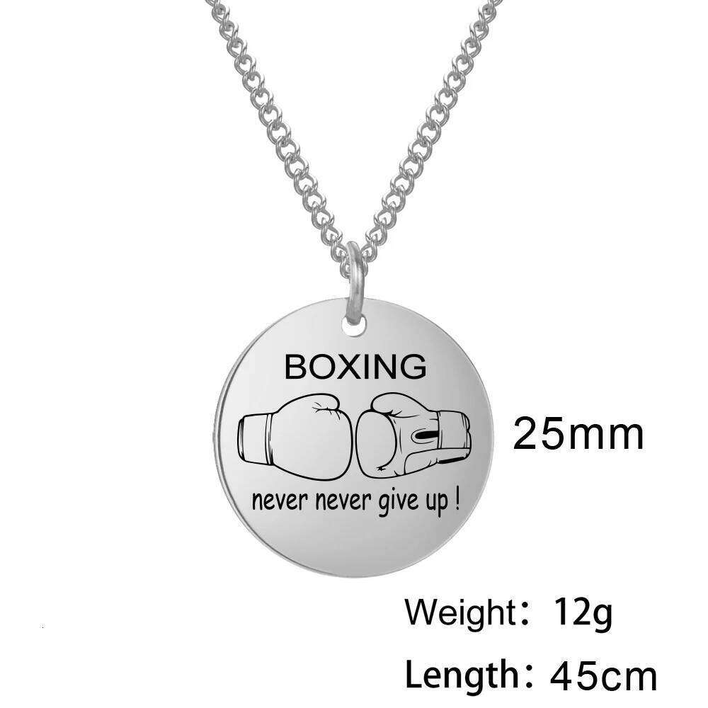 Boxing G Necklace For Men Woman Father Dad Boy Kid Child Sports Fight Stainless Steel Chain Pendant Gold Color Jewelry H260312