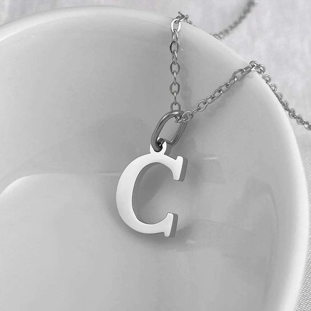 2025 New Glossy Letter DIY 26 Initial Jewelry Pendant Stainless Steel Necklace Birthday Gift Female H260312
