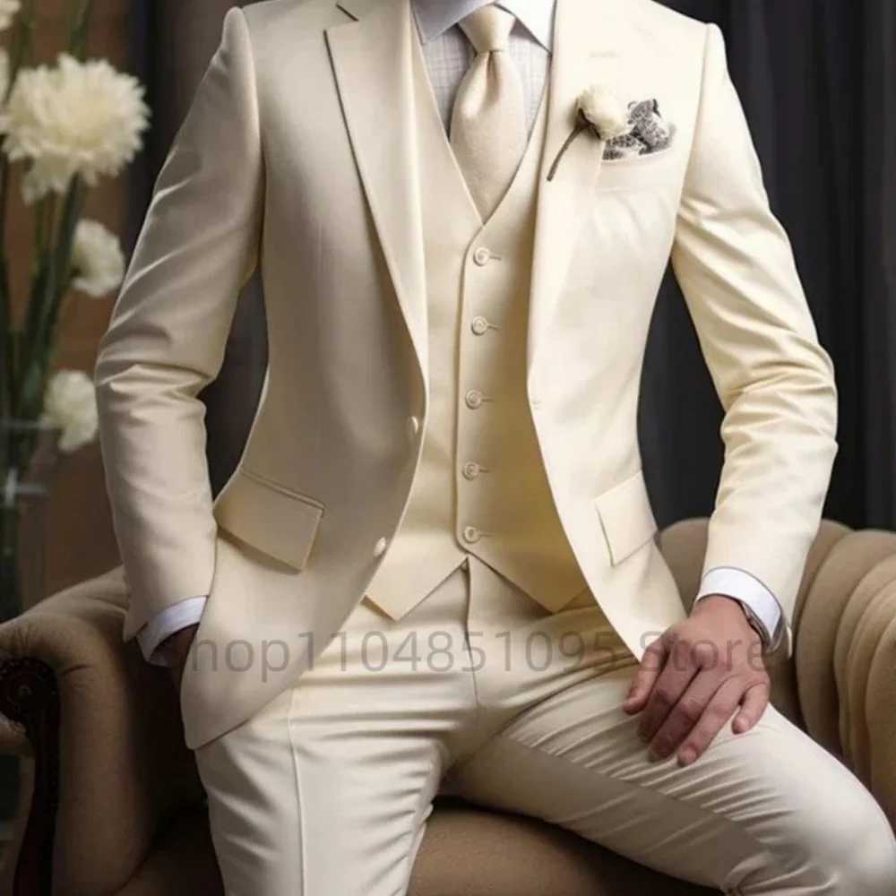 Light Pink Wedding Mens Suit 3-Piece Slim Fit Formal Business Notch Lapel Blazer Tuxedo Groomsmen Set with Jacket Vest Pant M260313