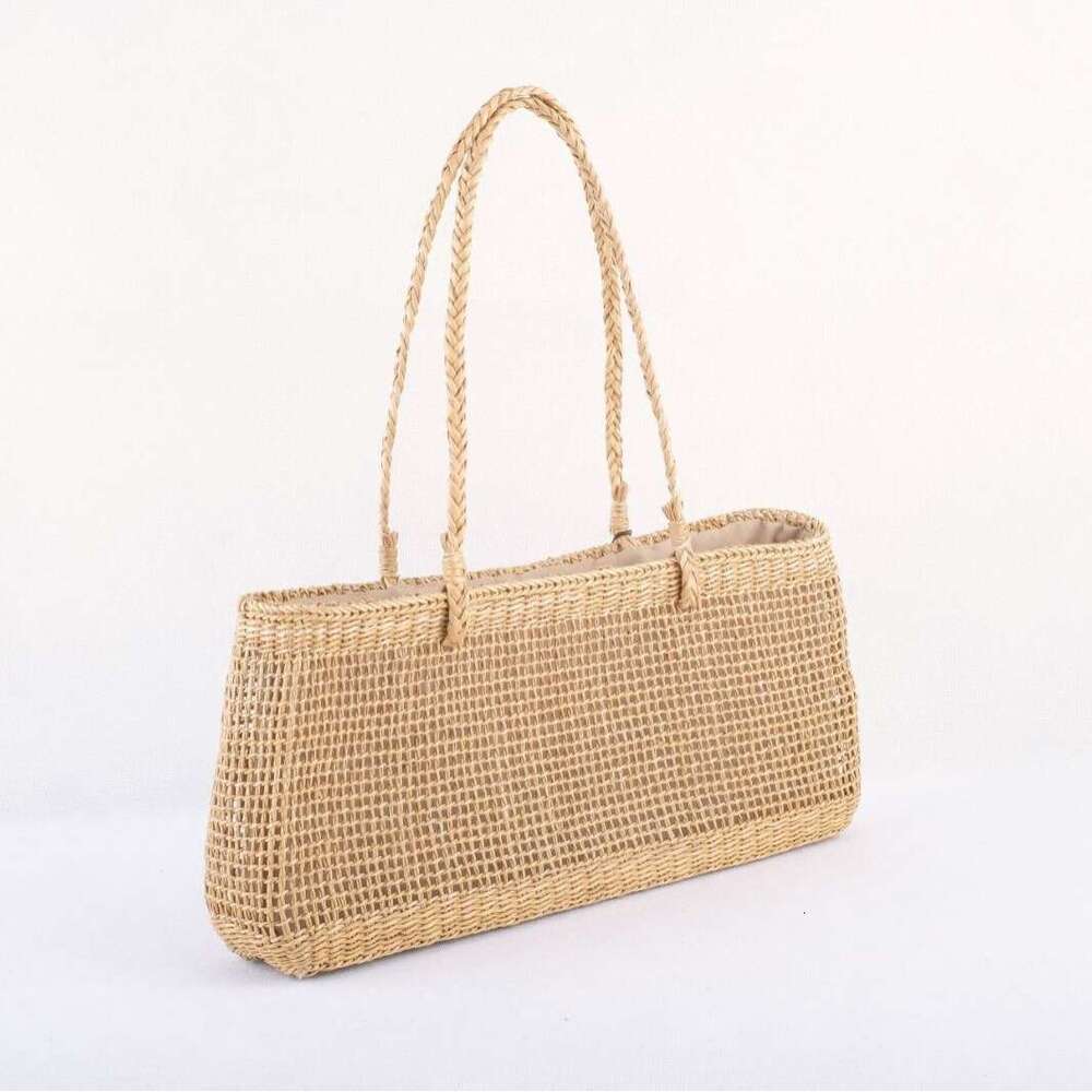 Xu Xing Craft INS Summer Yellow Straw Underarm Mesh Drawstring Handheld Beach Shoulder Artistic Woven Bag