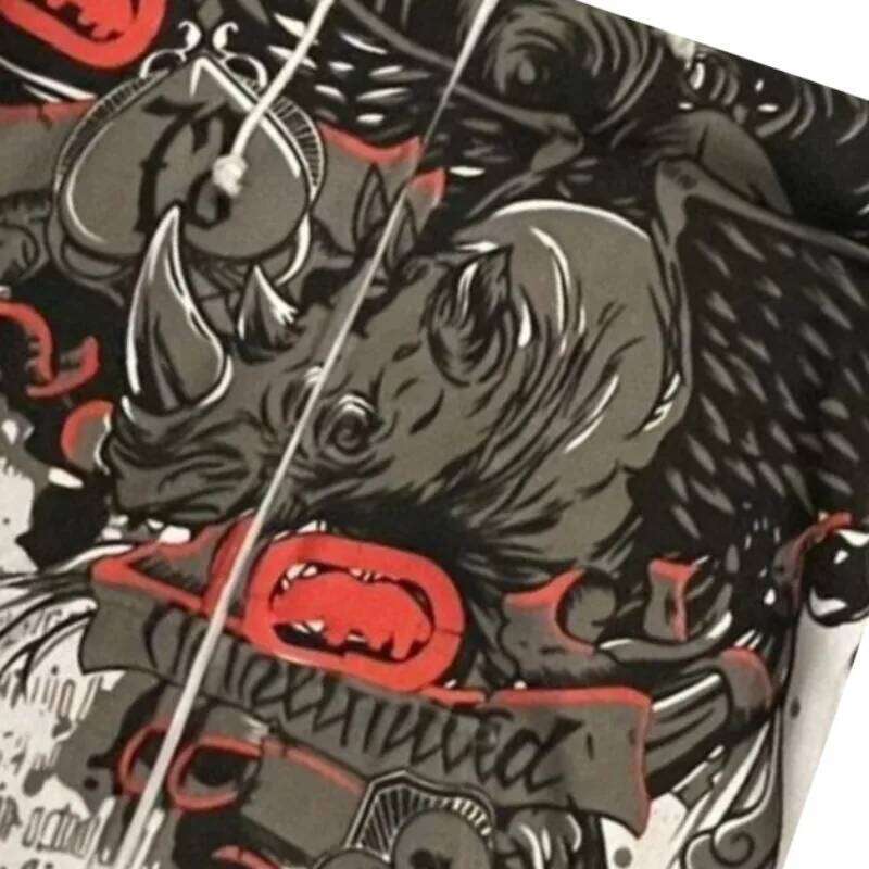 Ecko Dark Gothic Skull Eye Print Hoodie Men Women Streetwear Punk Oversize Black Sweatshirt Distressed Artistic Casual Pullover Z260315