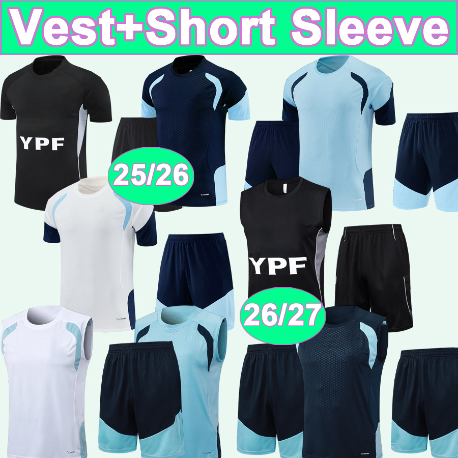 25 26 27 Mens Training Wear Sleeveless Kit Soccer Jerseys J.ALVAREZ L.MARTINEZ DE PAUL PAREDES ROMERO PEZZELLA MONTIEL Short Sleeve Footall Shirt