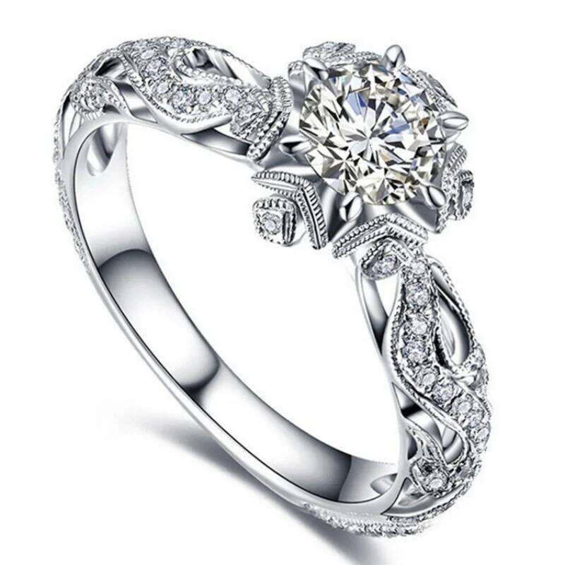 Classic Silver Plated Stainless Steel Cubic Zircon Ring for Women Jewelry Accessories Wholesale Size 5-11 H260312