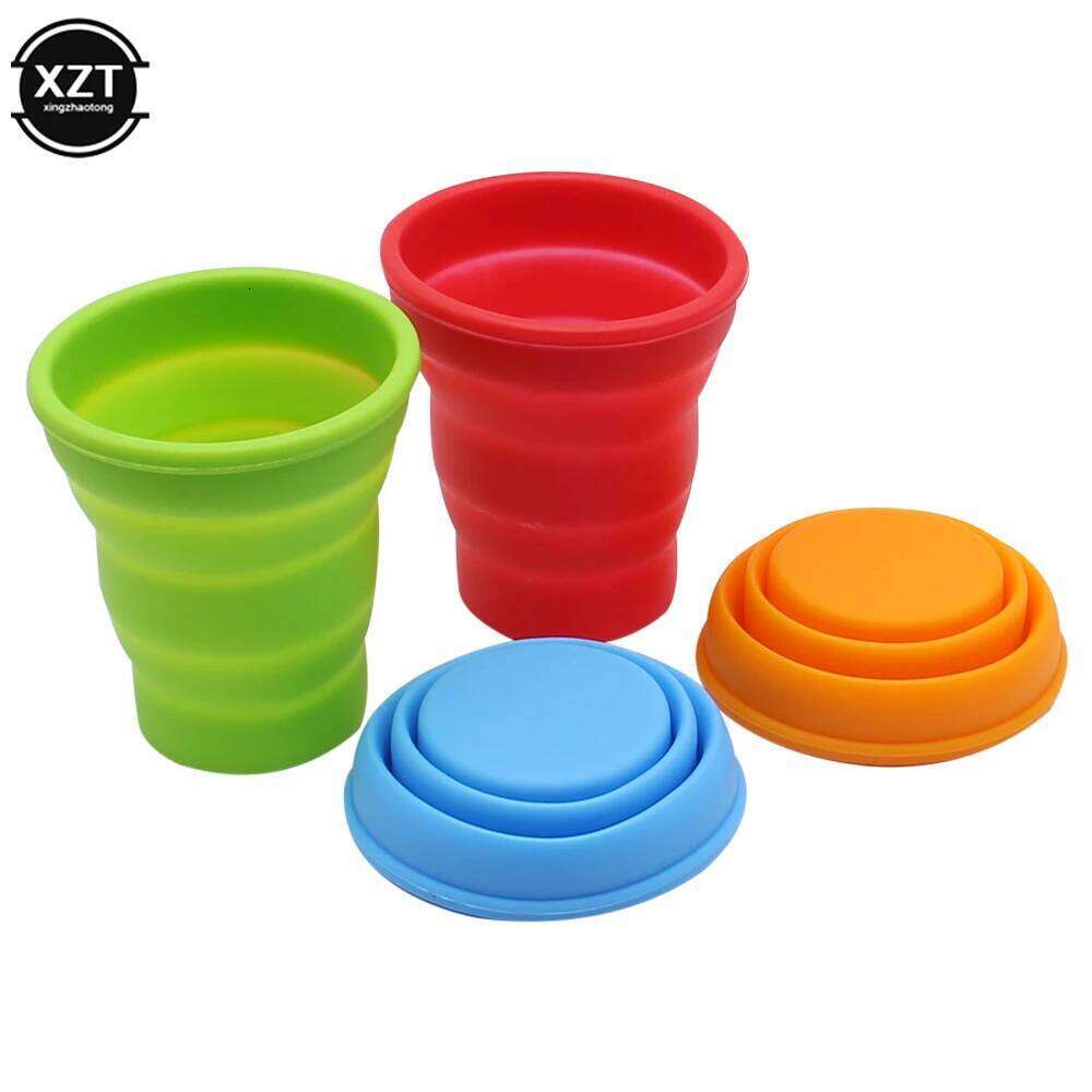 Portable Silicone Retractable Folding Without lid 200ML High Temperature Resistant Outdoor Travel Water Cup Z260313