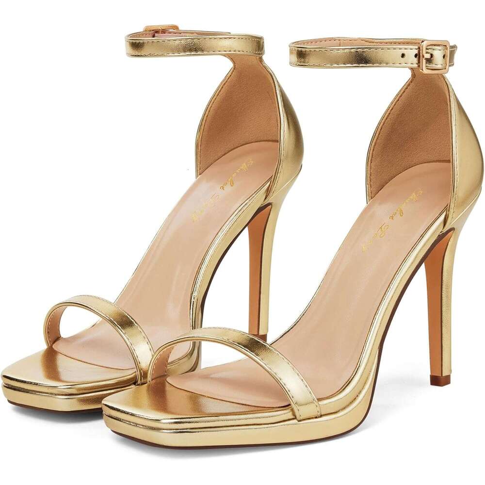 Women S Inch Platform High Heeled Sandals Strappy Stiletto Open Square Toe Heel With Ankle Strap At Wedding Party Prom Work Dating MOJIDASHU