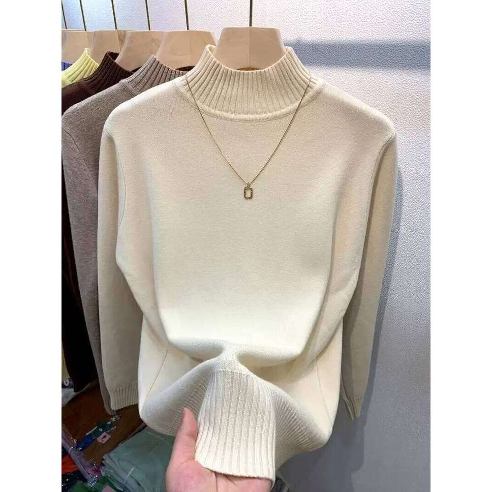 Candy Color Half Turtleneck Sweater Pullover Women Fall Winter Slim Soft Knitwear Jumper Korean Casual Warm Knit Long Sleeve Top Z260313