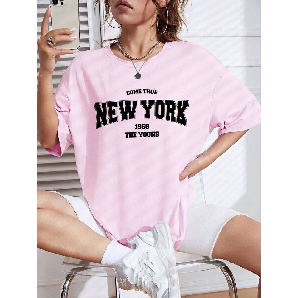 When 1968 The New York Is Young Woman Oversize Daily Tshirts Creativity Streettshirt Individual Casual Clothes Z260314
