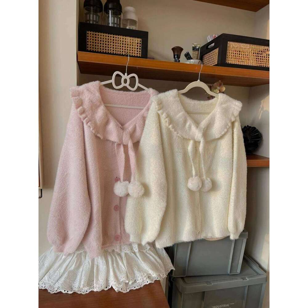 Harajuku Sweet Knitted Sweater Tops Women 2025 Autumn Winter New Casual Loose Cardigan Y2k E-Girl Long Sleeve Kawaii Pullover Z260313