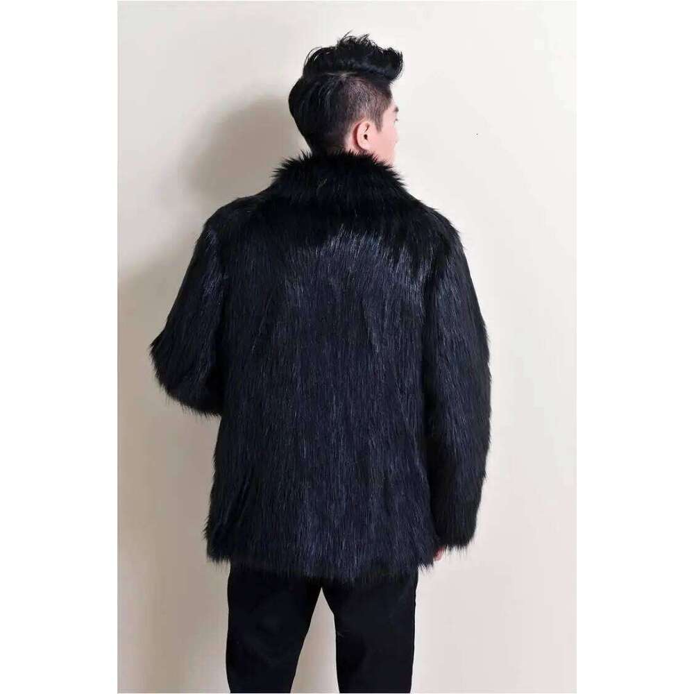 Thickened Faux Winter New Style Integrated Leather And Fur Black Fox-liked Men's Outerwear Coat Z260313