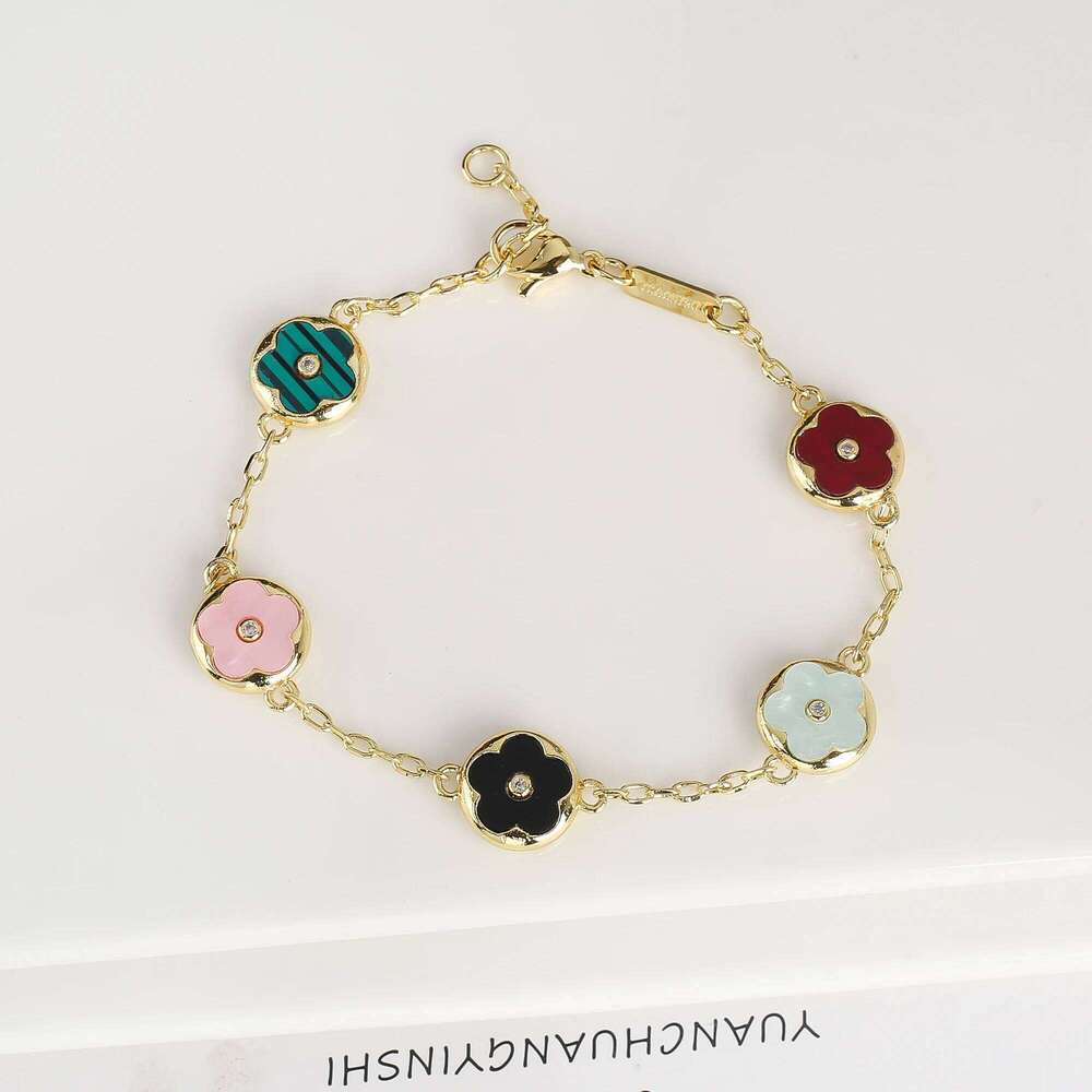 Trendy Creative Adjustable Round Five Leaf Flower Gold-Plated Bracelet Luxury for Women Daily Party Jewelry Accessories Clover Z260313