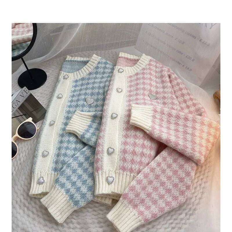 Women's Fashion New Korean Long-sleeved Knit Sweater Cardigans Outwear Coat Z260314