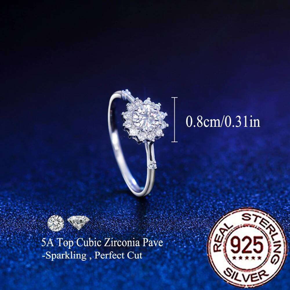 CWWZircons S925 Sterling Silver Romantic Cluster Flower Cubic Zircon Ring for Women Bridal Wedding Engagement Jewelry Gift SR063 H260312
