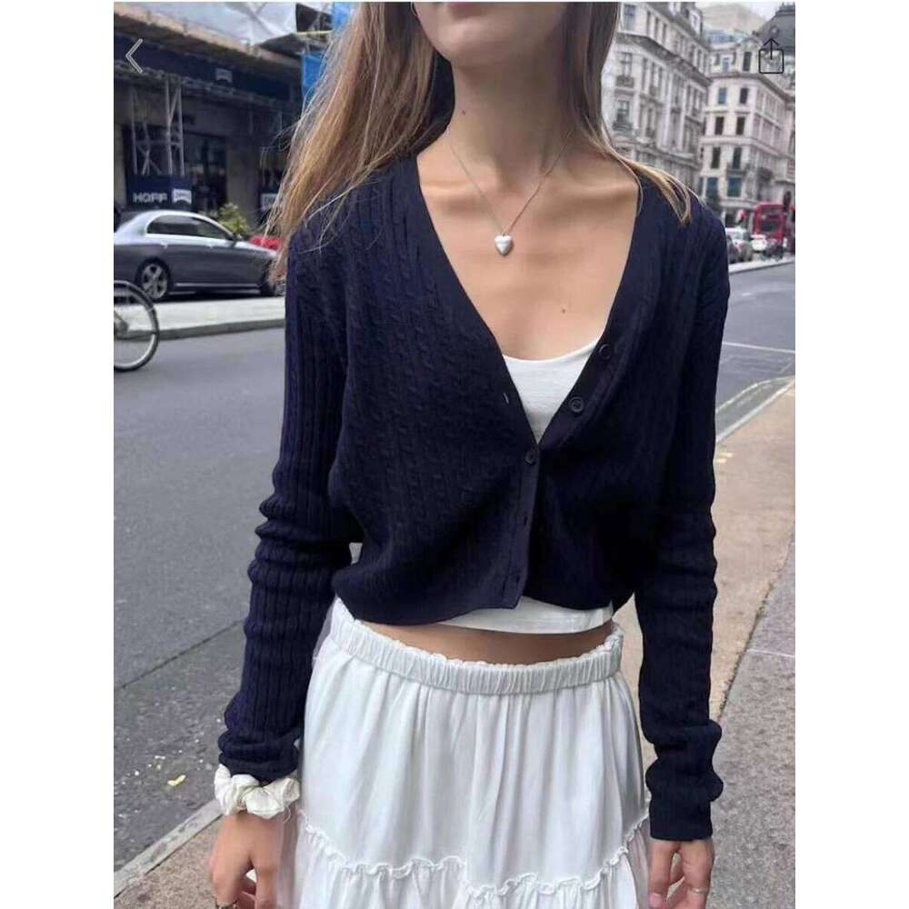 Twisted Flower Knitted Cardigan Sweater Woman Long Sleeve V-Neck Sweet Cropped Coat Autumn Streetwear Fashion New Sweaters Top Z260313
