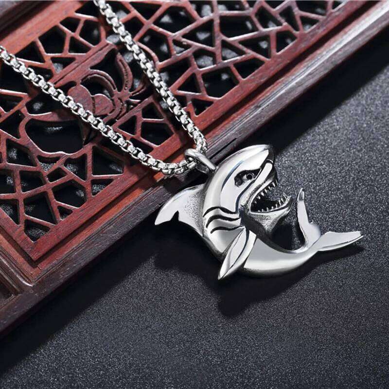 Shark men's Necklace Stainless Steel Chain Personalized Silver Color Fish Pendant Punk Style Neck Accessories hip-hop Jewelry H260312