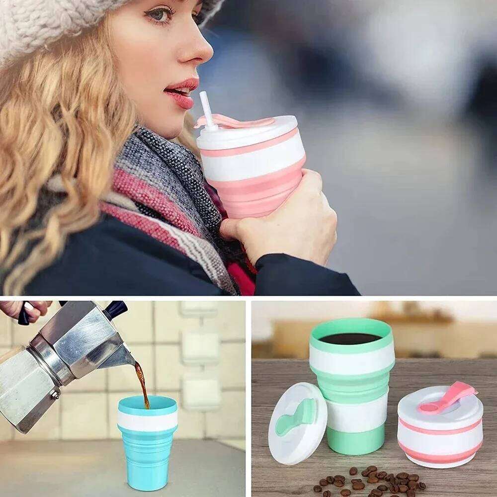 12 Oz Foldable Bottle, Silicone Portable Water Cup, Lightweight Reusable, Suitable for Travel and Sports, Etc. Z260314