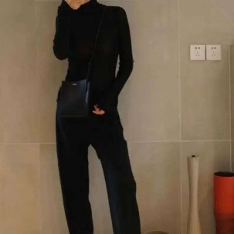 Worsted Micro Transparent Cashmere Women's Turtleneck Slim Wool Base Sweater Knitting 2025 Fall/Winter New Model Z260313