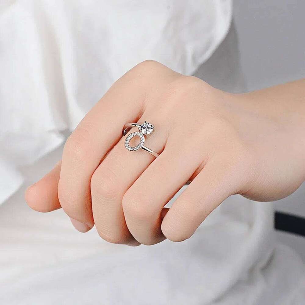 Adjustable Initials Stainless Steel Simple Zircon Letter Rings for Women Wedding Band Couples Jewelry Accessories Gifts H260312