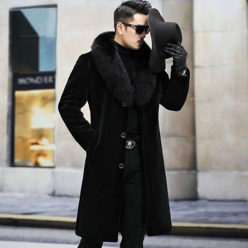New with wide collar, whole winter thickened, long imitation men's coat, high-end mink fur coat M-6XL Z260313