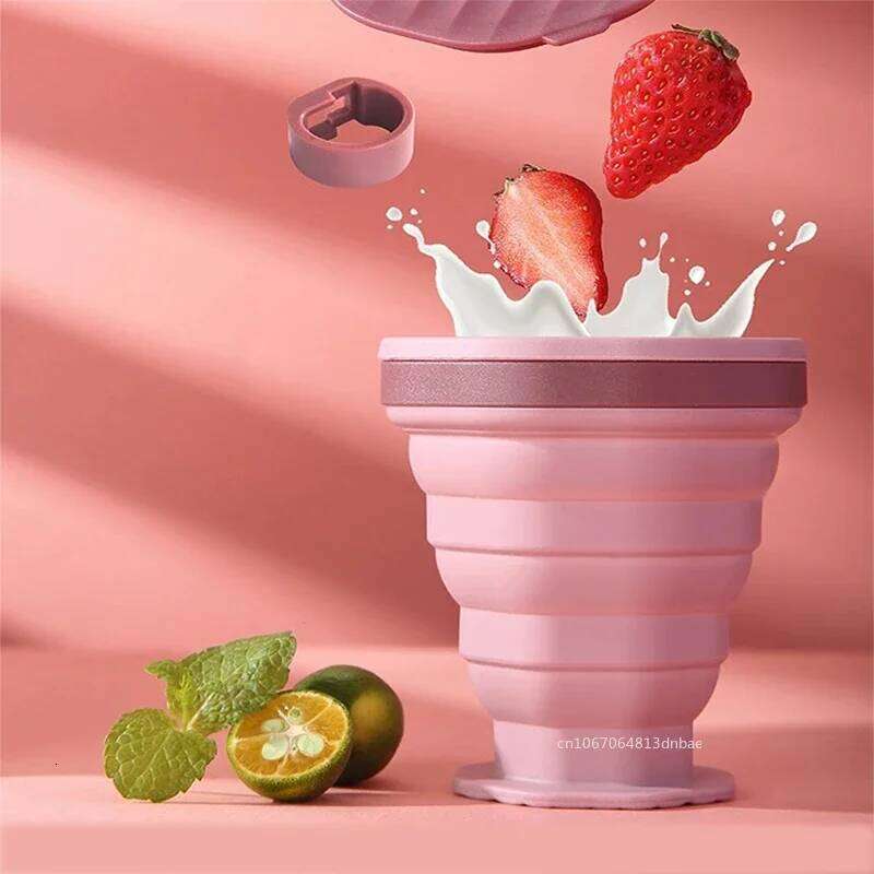 220ml Folding Food Grade Silicone Water Cup for Travel Camping Portable Retractable Environmental Friendly Drinkware Z260314