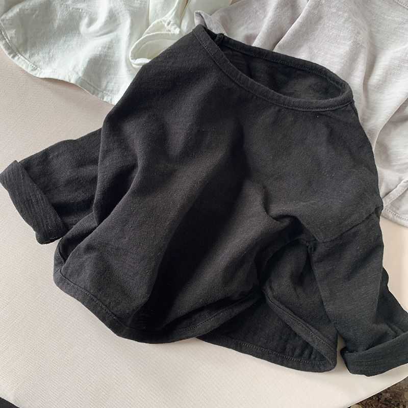 Tshirts Childrens bamboo cotton longsleeve Tshirt new spring and autumn style Korean version base shirt for boys and girls versatile top for toddlers 