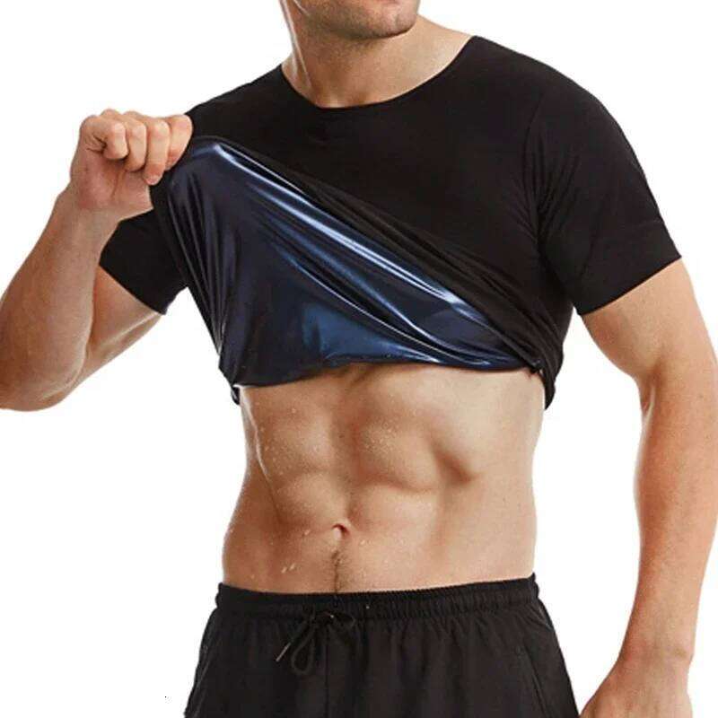 Men Sauna Sweat Hot Polymer Corset Compression Waist Shirt Workout Tank Top Weight Loss Body Shaper Slimming Vest 26Y0313