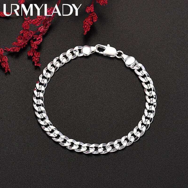 New original 925 Sterling Silver pretty 7MM chain bracelets for man women luxury fashion jewelry wedding party gifts Z260313