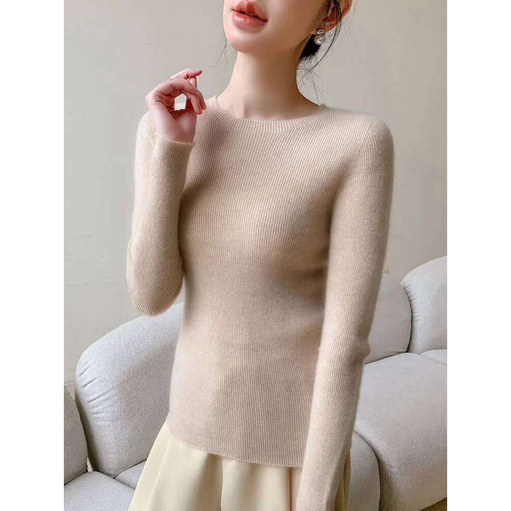 Basics 100% Merino Spinning Wool Women Sweater Autumn Winter Slim Knitted Pullover Soft Jumper Long Sleeve Cashmere Clothes Tops Z260313