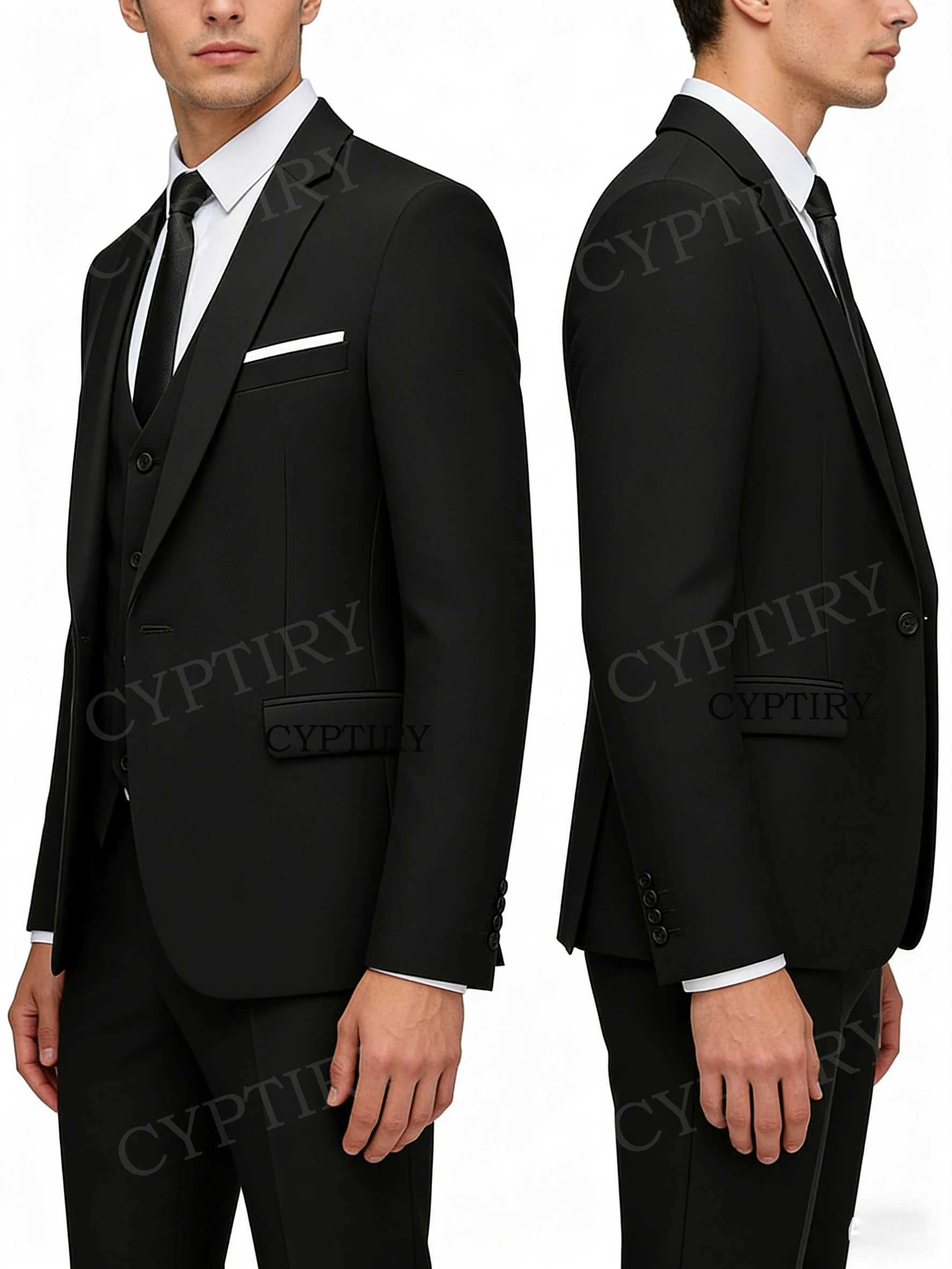 Elegant Mens Suit 3 Piece Fashion Lapel Single Breasted Groom Wedding Slim Fit Casual Version Business Suit For Man M260313