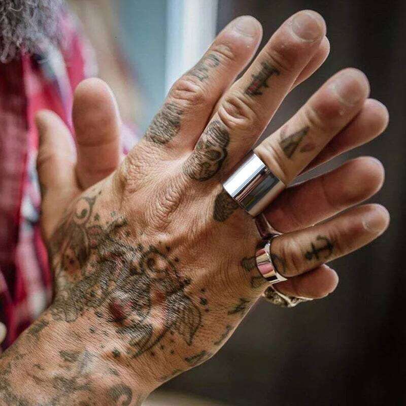 6/8/11.5MM Cuff for Men Boys,Waterproof Stainless Steel Rings Finger Band,Simple Plain Classic Basic Punk Opening Ring H260312