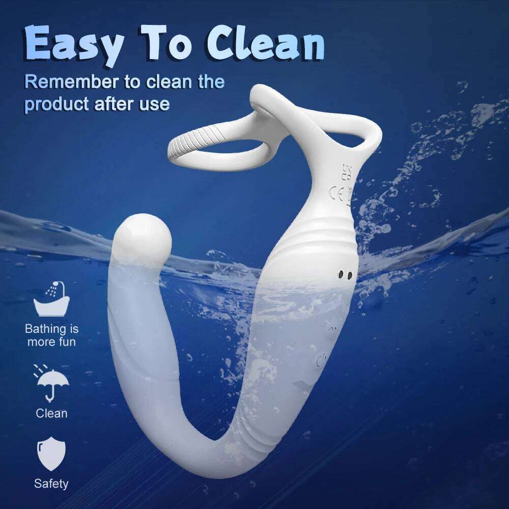 Male Sex Rotating Vibrator Prostate Massager Dual Penis Ring Cock Rings Butt Plug Vibrators Anal Toys for Men 18+ 26H0313
