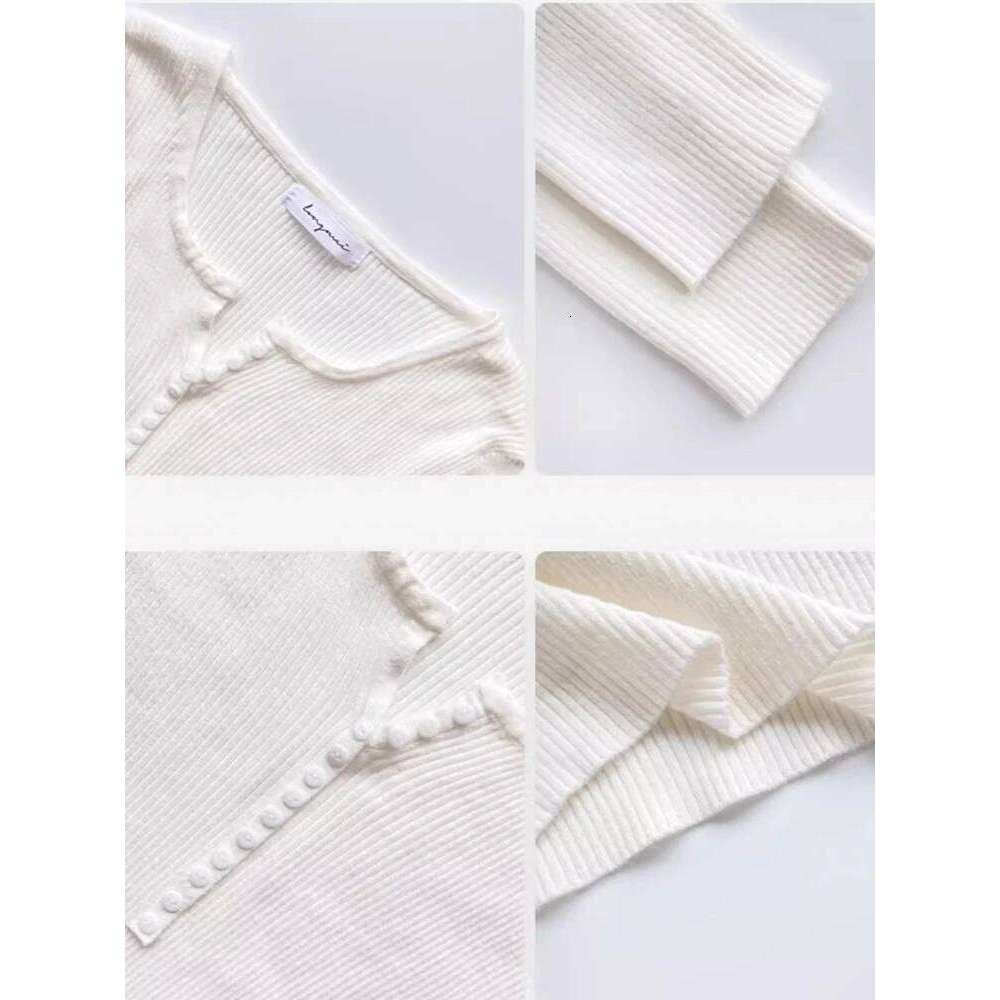 2025 Autumn Winter V-Neck Button Long Sleeve Slim Pullovers Women Solid Knitted Sweater Korean Casual Base Layer Y2k Z260313