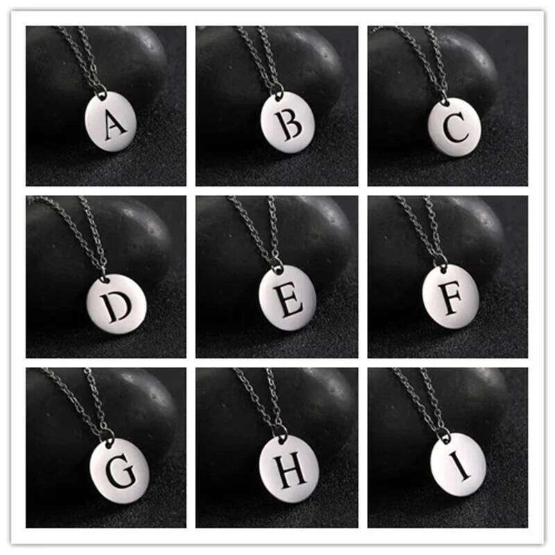 Cazador Gold Color 26 Initial Letter Necklace Stainless Steel Alphabet Round Pendant Choker Necklaces Jewelry for Women 2024 H260312