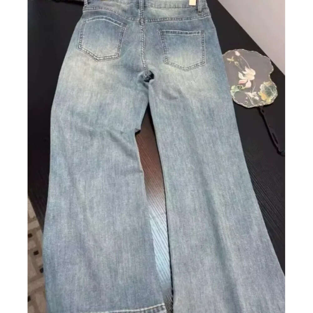 Jeans Casual Embroidered Wide Leg Jean Women's Pant Clothing 2026 Spring Trouser Summer High Waisted Elegant High-end Z260313