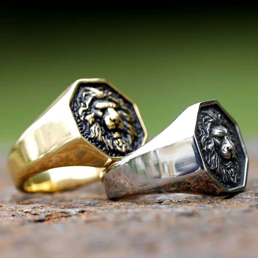 2023 Detailed Stainless Steel 3D Lion Head Rings For Men Women Punk Trendy Domineering Vintage Animal Jewelry Gift free shipping H260312
