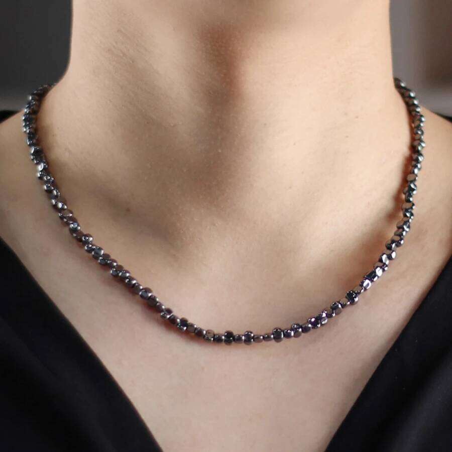 New Handmade Men Healing Necklace Irregular Hematite Stone Beads Energy Jewelry Short Collar Hiphop Neck Accessories Hombre H260312