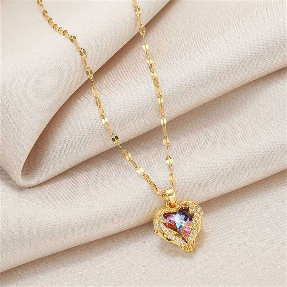 Trendy Sweet Sexy Gold Color Stainless Steel Necklaces For Women Korean Fashion Female Pendant Clavicle Chain Jewelry Wholesale H260312