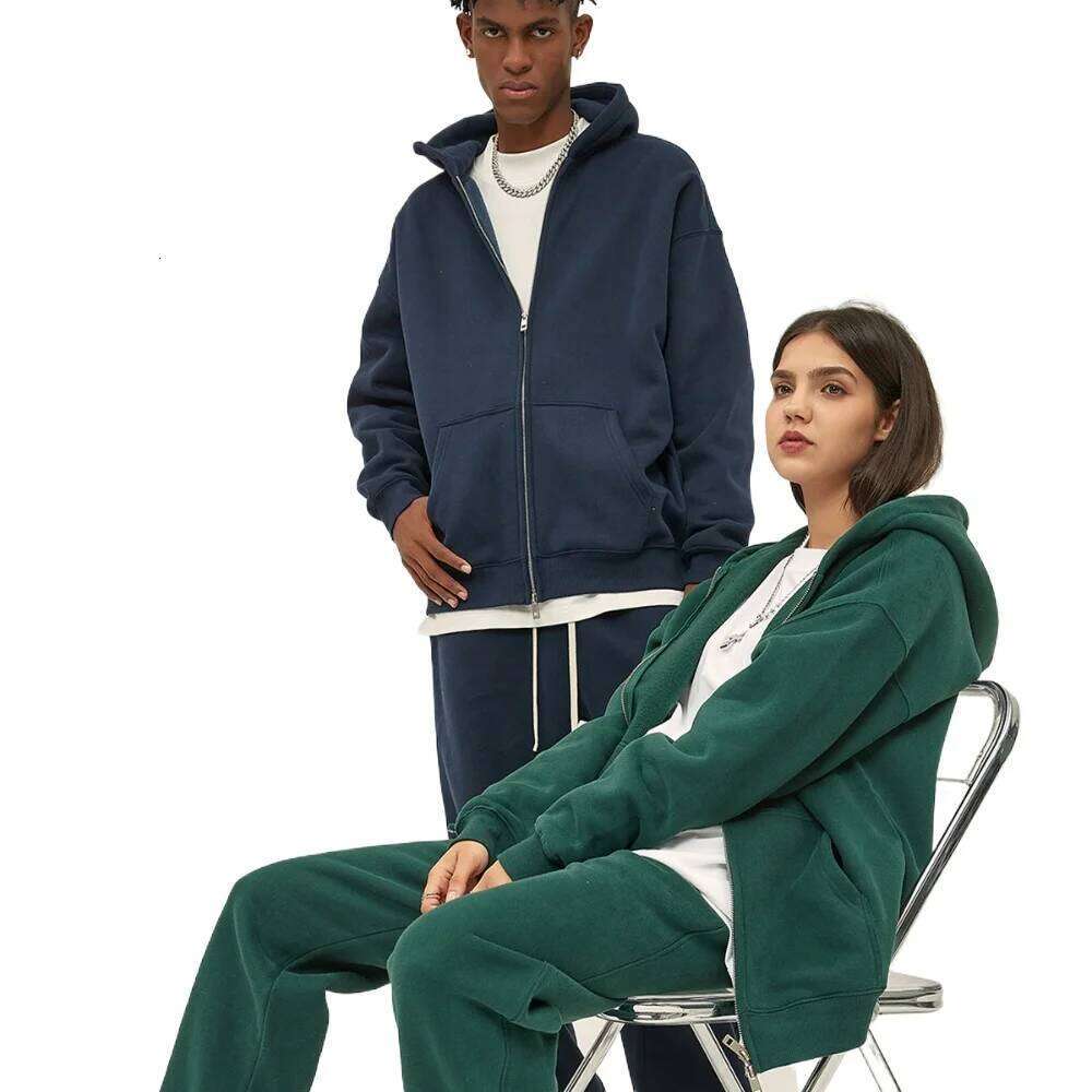 Custom LOGO autumn winter new product velvet thickened 350g high-quality zipper sweater trousers men and women couple suit 26Y0313