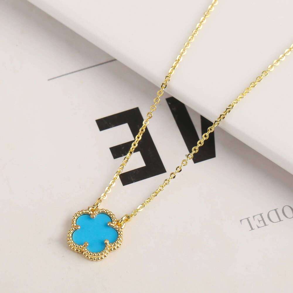 Temperament Natural Stone High Quality Shiny Pendant Necklace Women's Five Flower Plum Blossom Plant Cr H260312