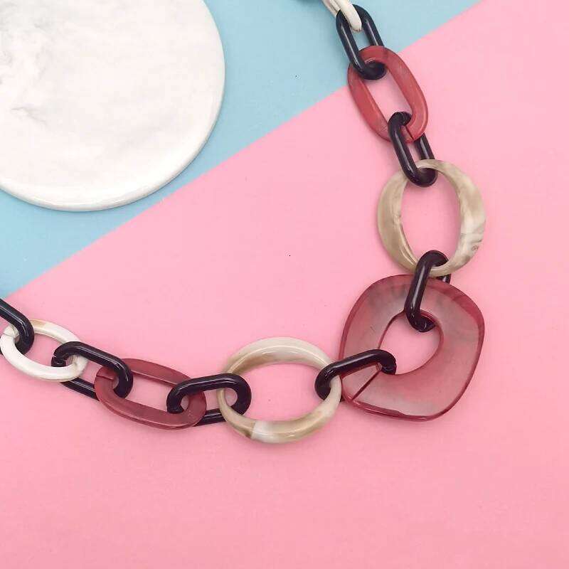 Handmade Color Block Geometric Necklace for Women Unique Statement Fashionable Daily Wear Acrylic Jewelry Free Shipping H260312