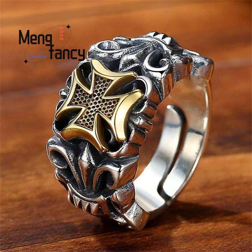 High-Grade Retro Cross Anchor Ring, Personalized Hip-Hop Punk Trendy Men's Live Ring Fashion Jewelry Exquisite Elegant Popular H260312