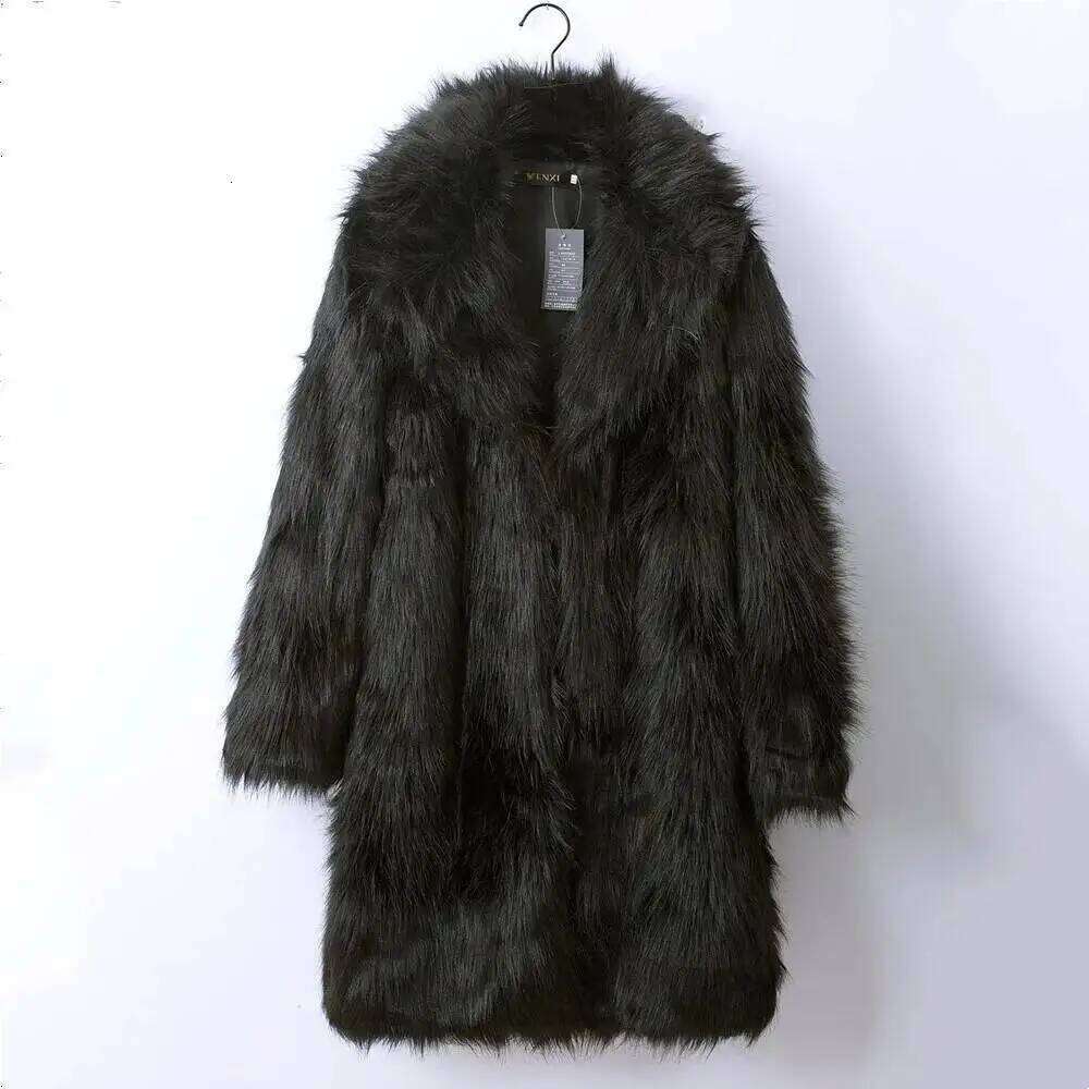 2025 Black White Coat Man Winter Warm Faux Long Jacket Outerwears Outdoor Casual Fur Cardigan Z260313